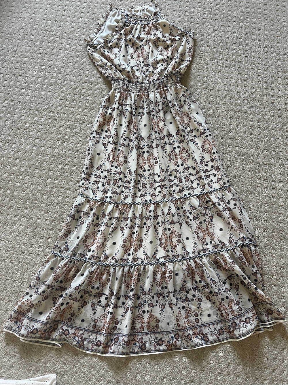 Max Studio Cream Floral Tiered Maxi Dress - Picture 1 of 3